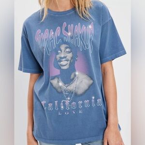 American Eagle Band Tee Adult XS/S Blue Tupac Shamir California Love‎ Music